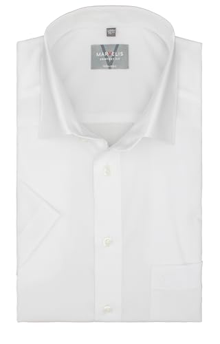 Marvelis Hemd Halbarm, Weiß, Comfort Fit, Bügelfrei, Knitterfrei, 100% Baumwolle, New Kent Kragen, Kurzarm 1/2 Gr. 42 im Sale